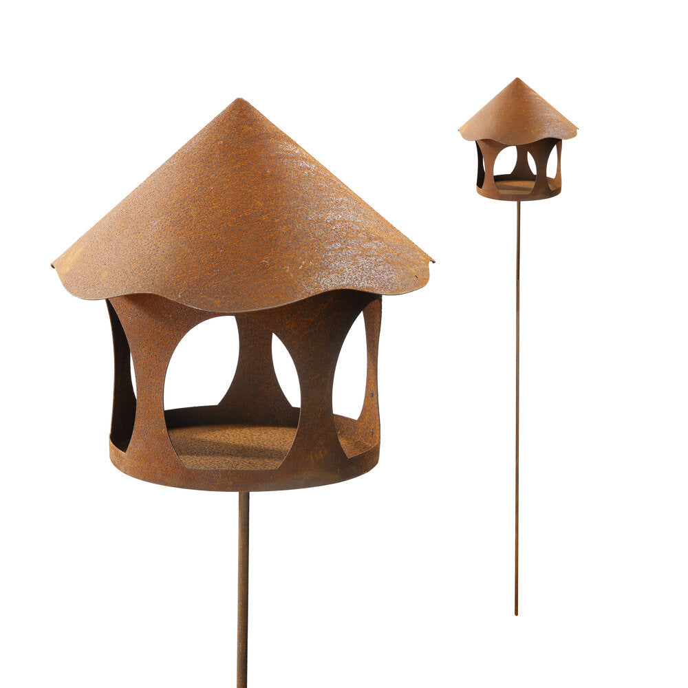 Vogelhaus rund Futterstation Vogelfutter zum Aufstellen Stecker Metall