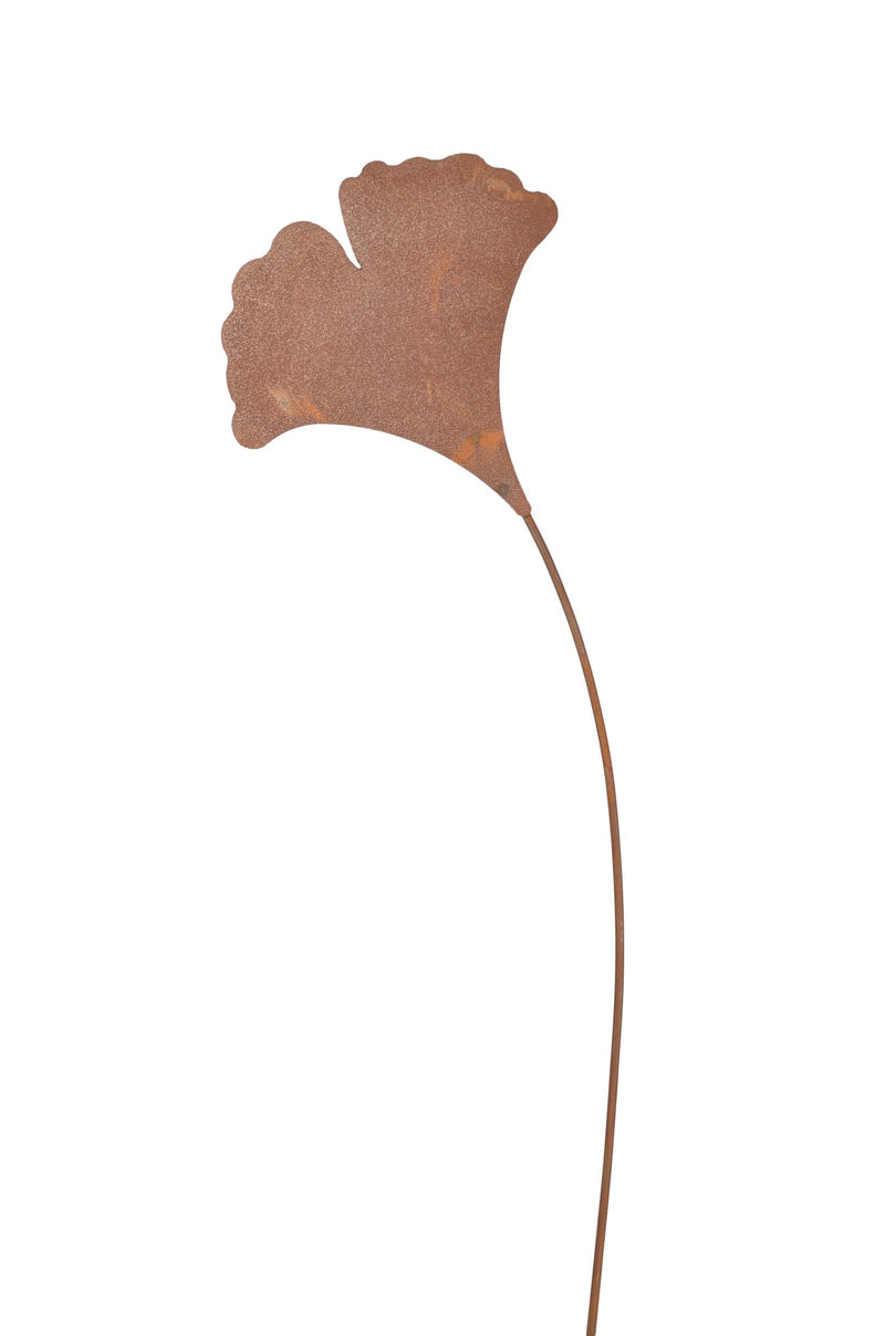 Gartenstecker Rost Ginkgo Blatt aus Metall verrostet Stecker Gartendekoration Beet Stab Bodenstecker Edelrost Spieß 58cm oder 118cm hoch