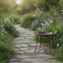 Dekorativer Pflanzstuhl Metallstuhl Stuhl zum Bepflanzen Vogeltränke in shabby-Look vintage H/B/T 89/42/52 cm Metall, dunkelbraun lackiert