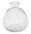 Glasvase AGNAR Vase Blumenvase Pressglas Rillen klein transparent H/dia: 9/9cm