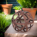 Kugel Rostkugel Dekokugel verrostet Bänder Gartenkugel Metall Rost Deko Edelrost in 4 Größen