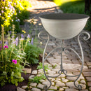 Schale rund abnehmbar auf Ständer Pflanzschale Aufsatz zum Befüllen Bepflanzen Metall hellgrau in drei Größen