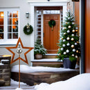 Deko Gartenstecker Stern mit silberner Kugel Stecker Bodenstecker Weihnachten Gartendeko Stab rost Beetstecker 29,5cm +100 cm Stab