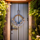 Osterkranz Türkranz mit blauen Blumen und Blättern Filz fairtrade weich 25cm Durchmesser mit Schlaufe leicht unzerbrechlich