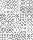 Wachstuchtischdecke "Kachel grau" in 1,4m Br. mediterranes Fliesenmuster in grau Untergrund weiß PVC Indoor Outdoor Tischdecke Wachstuch Länge wählbar