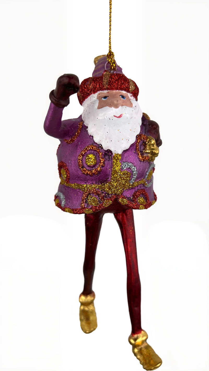 Weihnachtsmann Gabenträger Weihnachten Baumschmuck Figur Deko Hänger Christbaumschmuck 16 cm pink-rot mit Sack