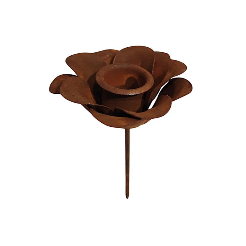 Kerzenhalter Blüte für Stabkerzen zum Stecken mit Stab Metall schwarz lackiert oder verrostet Advent Weihnachten Kranz