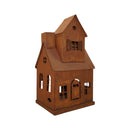 Gartendeko Vogelhaus Hexenhaus Haus Windlicht zum Stellen Metall Rost Deko H/B/T: 31/18/14 cm