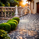 Dekorativer Pflanzstuhl Metallstuhl zum Bepflanzen Pflanzkasten Blumenkasten Vogeltränke in Shabby- / Vintage Look H/B/T 89/42/52 cm Metall, antikweiß lackiert