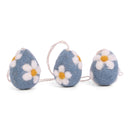 3-er Set Ostereier zum Aufhängen aus Filz blau, rosa oder gelb mit Blumen Ostern Osterdeko Anhänger fairtrade weich 3,5cm hoch leicht unzerbrechlich