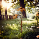 Blumenstecker Blumen Rost Deko Stecker Gartendeko Stab Beetstecker 2 Blüten