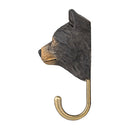KLEIDERHAKEN BRAUNBÄR Garderobe Wandhaken massiv Landhaus Vintage handgeschnitzt und handbemalt Holz und Metall-Haken 10,7cm hoch