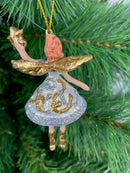 Kleiner Engel mit Stern mini Weihnachten Deko Hänger Christbaumschmuck 8 cm weiß silber gold