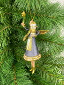 Christbaumschmuck Figur Engel dunkelblau-weiß mit Stern Anhänger Ornament Baumschmuck 13cm
