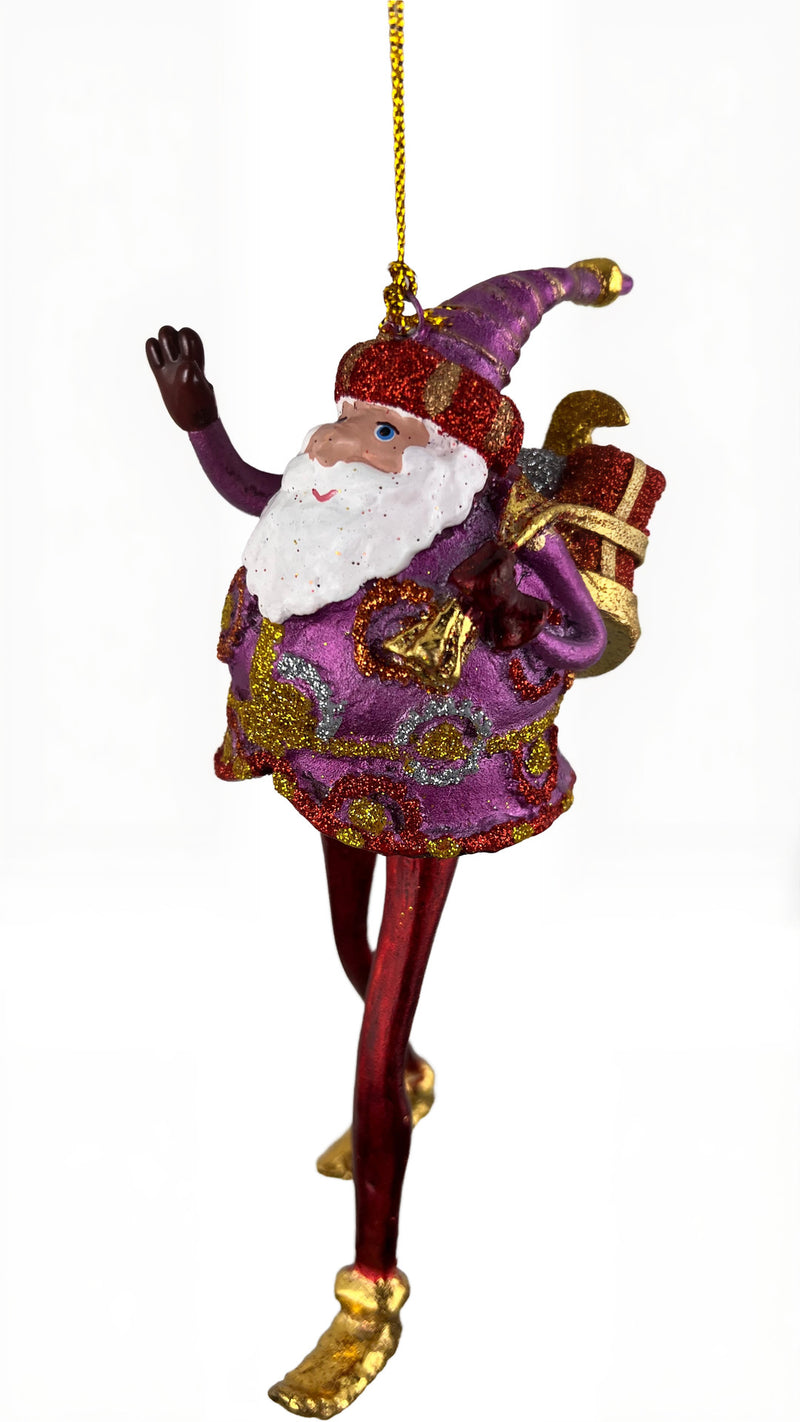 Weihnachtsmann Gabenträger Weihnachten Baumschmuck Figur Deko Hänger Christbaumschmuck 16 cm pink-rot mit Sack