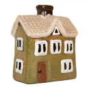 Teelichthalter Haus 11x7x13 cm Grün Windlicht Dekoration Herbst Weihnachten Keramik
