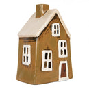 Teelichthalter Haus 12x8x17 cm Braun Keramik Windlicht Gartendeko Dekoration