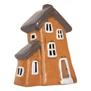 Teelichthalter Haus 16x11x20 cm Orange Windlicht Dekoration Herbst Weihnachten Keramik