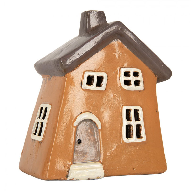 Teelichthalter Windlicht Haus 18x13x20 cm Orange Dekoration Herbst Ker