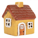Teelichthalter Haus 8x7x10 cm Dekoration Herbst Weihnachten Windlicht Gelb Keramik