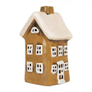 Teelichthalter Haus 8x7x15 cm Braun Windlicht Dekoration Herbst Keramik