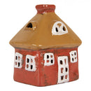 Teelichthalter Haus 9x6x10 cm Rot Dekoration Windlicht Herbst Weihnachten Keramik