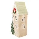 Teelichthalter Haus 9x8x20 cm Beige Windlicht Weihnachten Dekoration Keramik