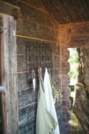 Garderobe Metall dunkelbraun lackiert Wandgarderobe mit 7 Haken zum Hängen H/B/T: 34/45/4 cm