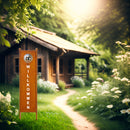 Stele "Willkommen" Gartenschild Eingang Vorgarten Gartenstecker Rost mit Silberkugel Schriftzug Tafel Metallschild 27cm x 116cm