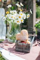 Tablett Schale Blech grau shabby vintage Dekokasten mit Griffen Metall rechteckig H/B/T 7/34/12 cm