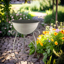 Schale rund abnehmbar auf Ständer Pflanzschale Aufsatz zum Befüllen Bepflanzen Metall hellgrau in drei Größen