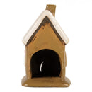 Teelichthalter Haus 10x10x16 cm Windlicht Dekoration Herbst Weihnachten Braun Keramik