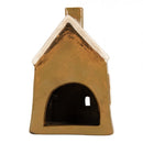 Teelichthalter Haus 12x8x17 cm Braun Keramik Windlicht Gartendeko Dekoration