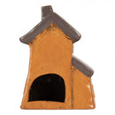 Teelichthalter Haus 16x11x20 cm Orange Windlicht Dekoration Herbst Weihnachten Keramik