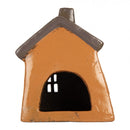 Teelichthalter Windlicht Haus 18x13x20 cm Orange Dekoration Herbst Keramik