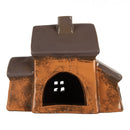 Teelichthalter Haus 20x11x16 cm Windlicht Dekoration Herbst Weihnachten Orange Keramik