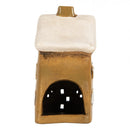 Teelichthalter Haus 8x7x15 cm Braun Windlicht Dekoration Herbst Keramik