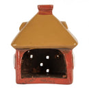 Teelichthalter Haus 9x6x10 cm Rot Dekoration Windlicht Herbst Weihnachten Keramik