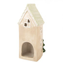 Teelichthalter Haus 9x8x20 cm Beige Windlicht Weihnachten Dekoration Keramik