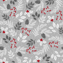 Wachstuchtischdecke PVC "Winterstimmung" in 1,4m Br. grau weiß rot schwarz Beeren und Blätter PVC Indoor Outdoor Tischdecke Wachstuch Länge wählbar