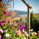 2-er Set Hänger Herz mit Vogel Rost Metall Ornament Ostern Frühling Fensterdekoration mit Schnur zum Aufhängen Deko sortiert