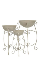 Schale rund abnehmbar auf Ständer Pflanzschale Aufsatz zum Befüllen Bepflanzen Metall hellgrau in drei Größen