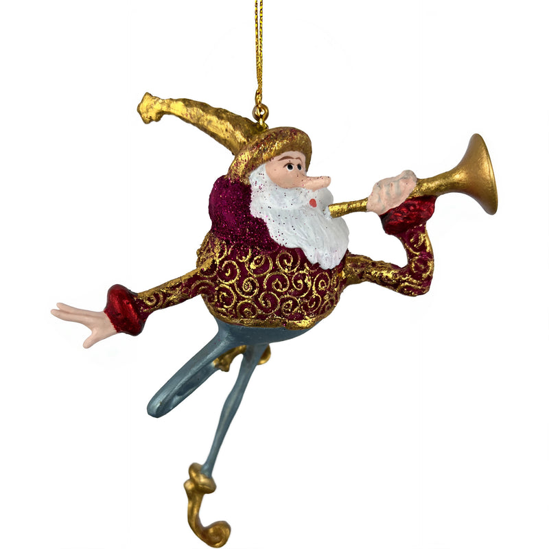 Christbaumschmuck Figur Weihnachtsmann mit Trompete rot-blau Weihnachten Baumschmuck 15,5 cm