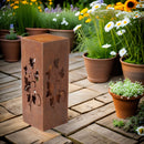 Lichtobjekt Dekosäule  zum Stellen  mit Efeu Ranken Säule Metall mit Edelrost Deko 22,5x22,5x60 cm