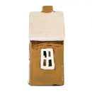 Teelichthalter Haus 12x8x17 cm Braun Keramik Windlicht Gartendeko Dekoration