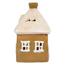 Teelichthalter Haus 12x9x14 cm Braun Keramik Windlicht Weihnachten Herbst