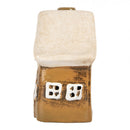 Teelichthalter Haus 13x7x13 cm Braun Dekoration Windlicht Herbst Weihnachten Keramik