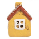 Teelichthalter Haus 8x7x10 cm Dekoration Herbst Weihnachten Windlicht Gelb Keramik
