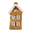 Teelichthalter Haus 8x7x15 cm Braun Windlicht Dekoration Herbst Keramik
