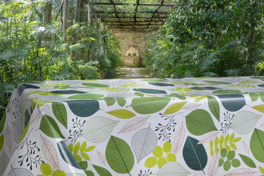 Wachstuchtischdecke Green Leaves grün Blätter Outdoor Indoor Tischdecke  Wachstuch Breite